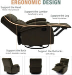 Swivel Rocker Recliner Chair For Compact Spaces - 32in D x 30.2in W x 38.9in H