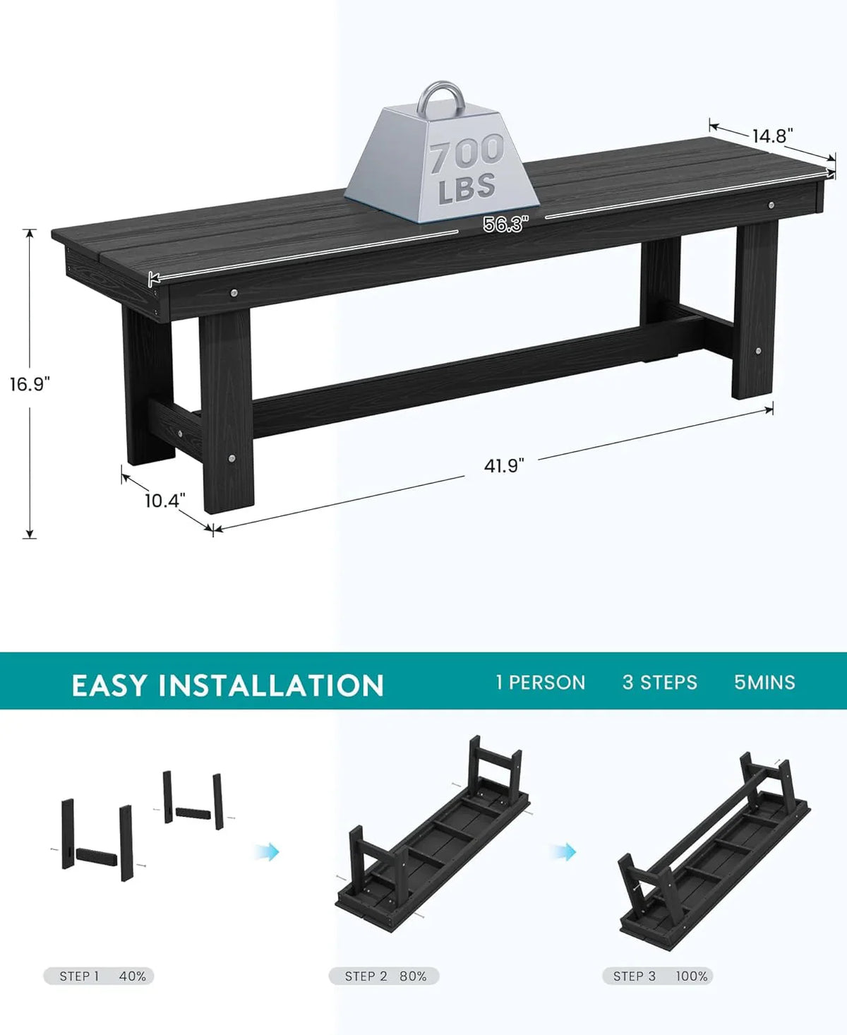 SERWALL 7-Piece HDPE Patio Dining Set, Aruba, 66.9in D x 32.2in W x 29.1in H