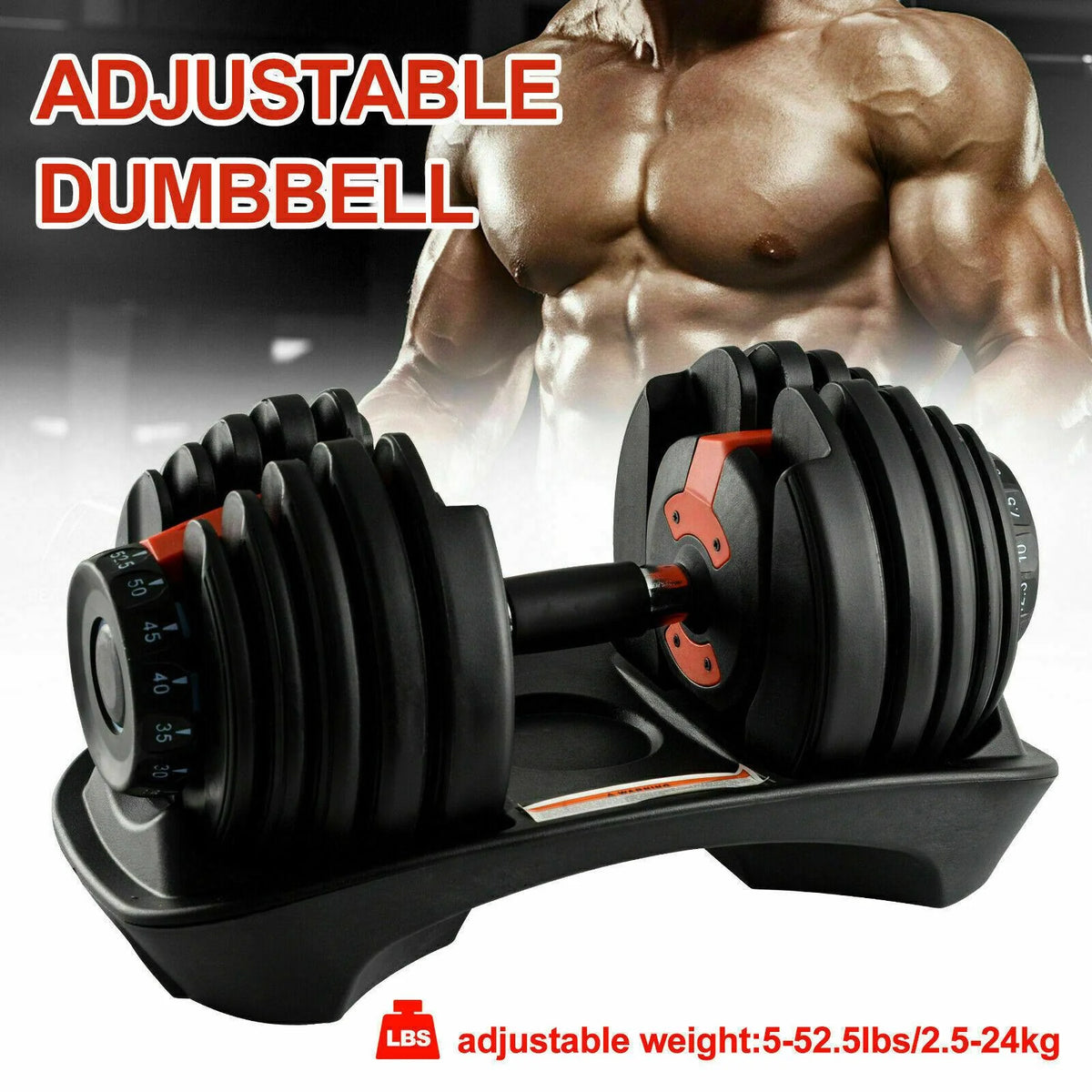Adjustable Dumbbells, 2 Pcs, Red - Weight Select 552