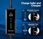 Famistar Portable Level 2 And Level 1 EV Charger, 16Amp 110-240V J1772 With 25ft Cord - UPC-B1-16AC