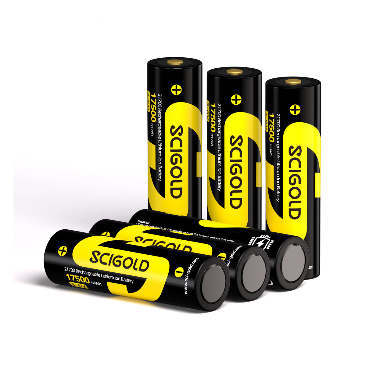 Scigold 21700 Li-ion 17500mWh Protected Button Top Battery, 6 Pack - SG-B00A-2102#3