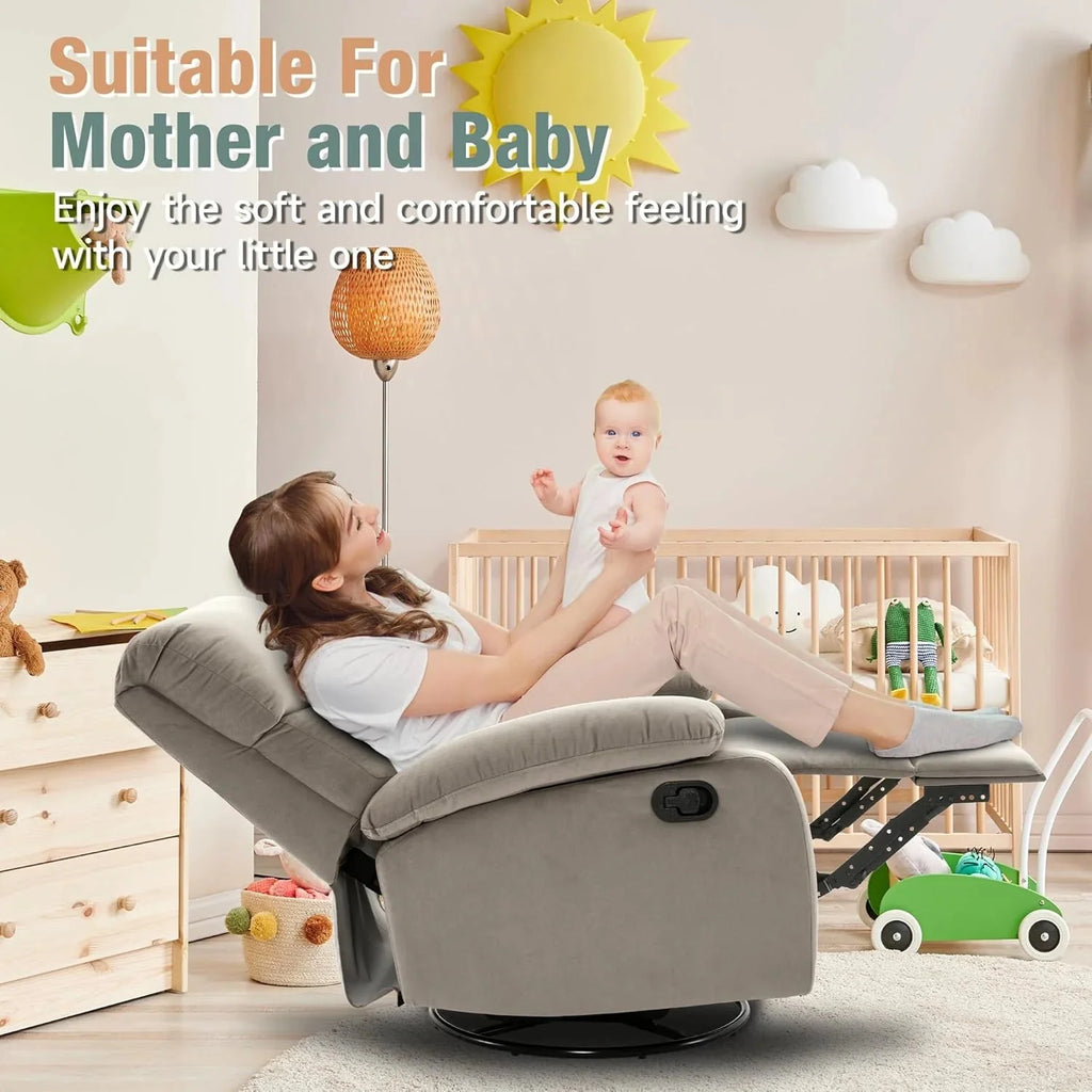 Swivel Rocker Recliner Chair For Compact Spaces - 32in D x 30.2in W x 38.9in H