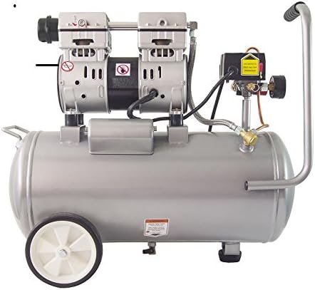 California Air Tools Ultra Quiet Oil-Free Air Compressor, 1.0 HP, 8 Gallon, 120 PSI, Silver - 8010
