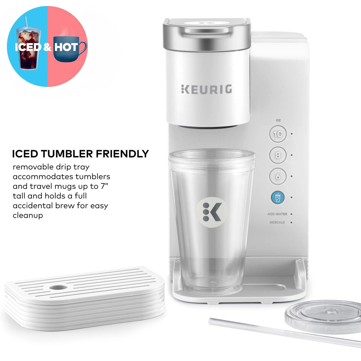Keurig Single-Serve K-Cup Pod Coffee Maker, White - K-Iced Essentials