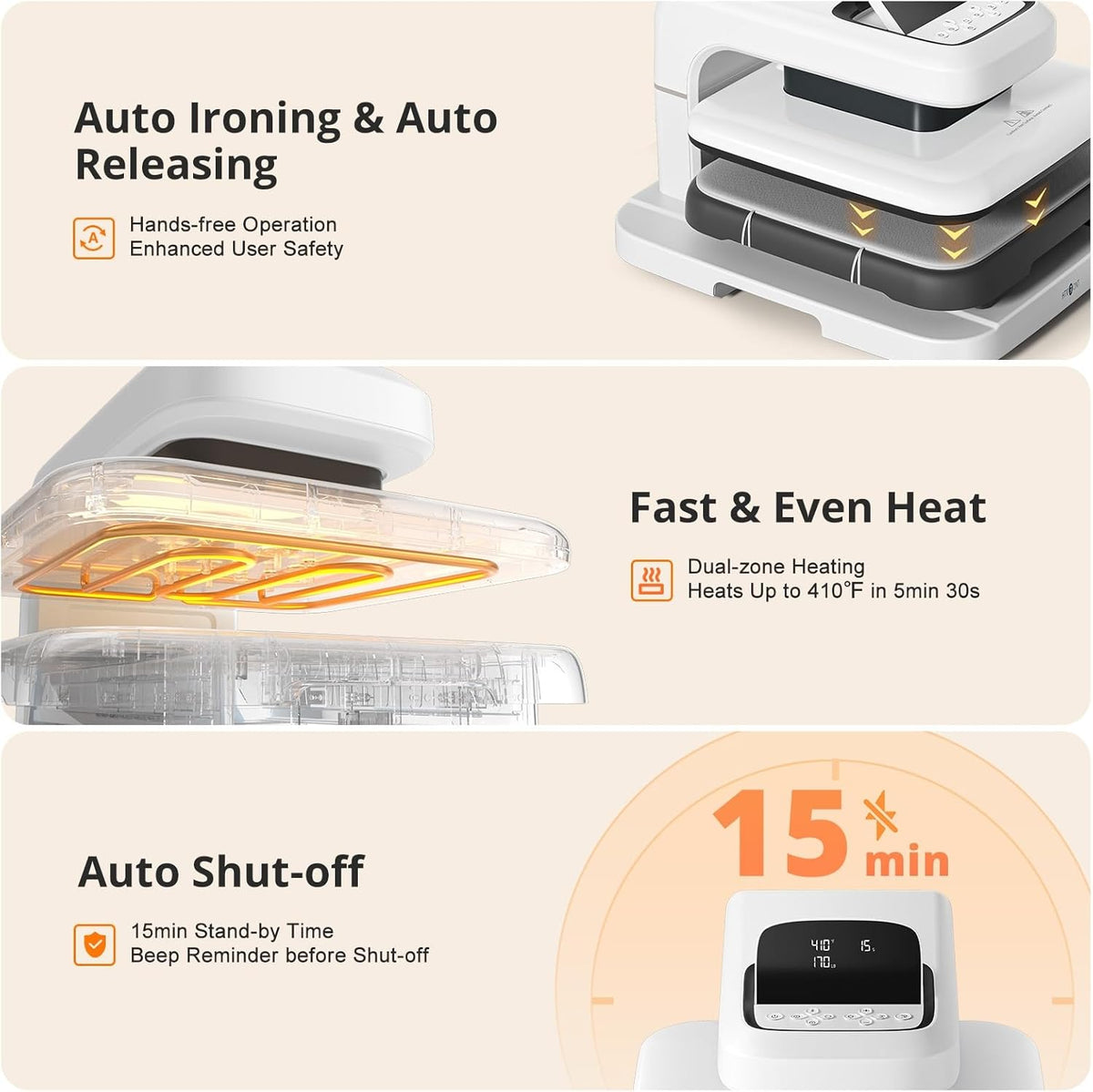 HTVRONT 15x15 Heat Transfer Machine - Automatic Heat Press 2