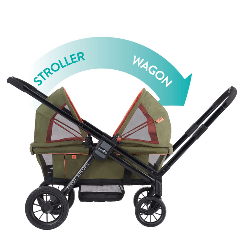 2-in-1 All-Terrain Baby Stroller Wagon With Canopy And Storage - Gray