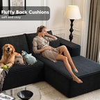 Settab Modular Sectional Sofa, 2 Seater Left-Facing Chaise, Black, 68.9 inch D x 107.5 inch W x 36.3 inch H