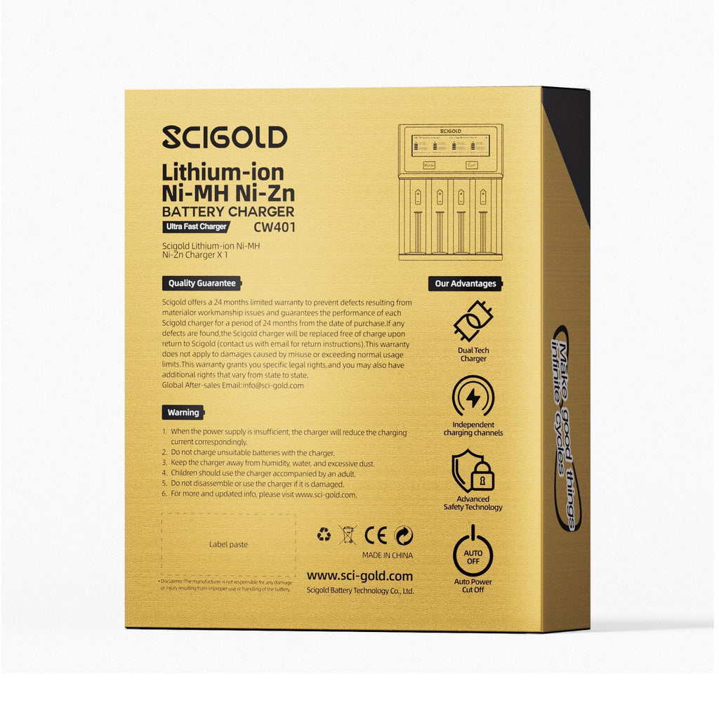 Scigold Ni-Zn/Ni-MH/Li-ion 4-Slot Battery Charger With LCD Display - CW401