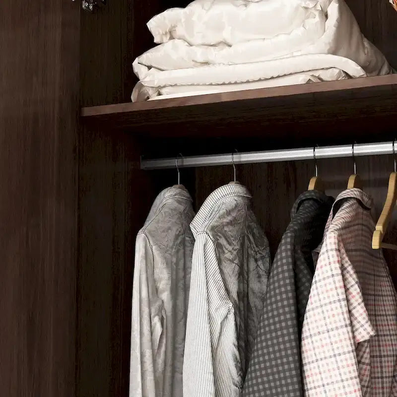 2-Door Wardrobe Closet Armoire With 2 Drawers And Clothes Rail - 70.9H x 31.5W x 19.1D