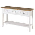 Solid Pine Wood Console Table With 3 Drawers - 47.99in W x 12.64in D x 28.82in H