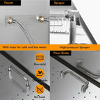 Cuisinaid Dog Grooming Tub, 50 in Stainless Steel With Ramp, Faucet, Sprayer, Drain Kit, Right Door