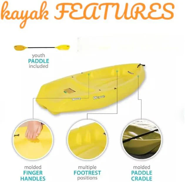Generic Wave 6' Youth Kayak With Paddle - 6' Youth Wave Kayak