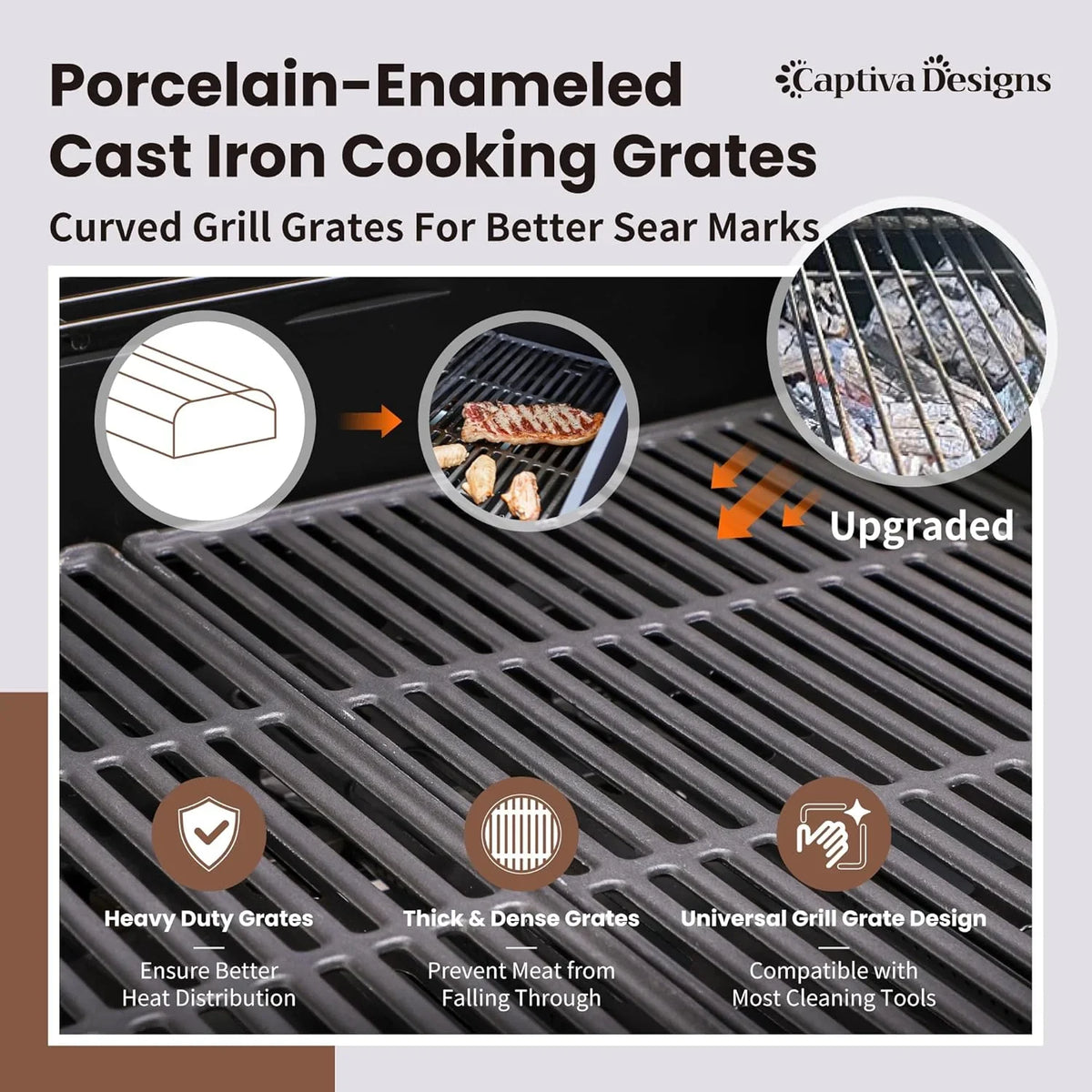 Captiva Designs 4-Burner Propane Gas Grill With Side Burner, 42,000 BTU, Silver - GR001
