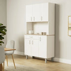 Miroytengo Kitchen Side Cabinet, 6 Doors, White And Oak Kronberg, 101 x 185 cm - 37494