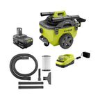 RYOBI ONE+ 18V Cordless 6 Gal Wet/Dry Vacuum Kit With 4.0 Ah Battery And Charger - P770KN