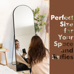 Full-Length Floor Mirror 64x21, Aluminum Alloy Frame With Stand And Wall Mount Option