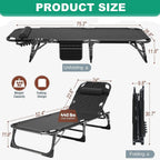 Slsy 5-Position Adjustable Folding Lounge Chair And Cot - 75.2" x 25.6" x 11.8"