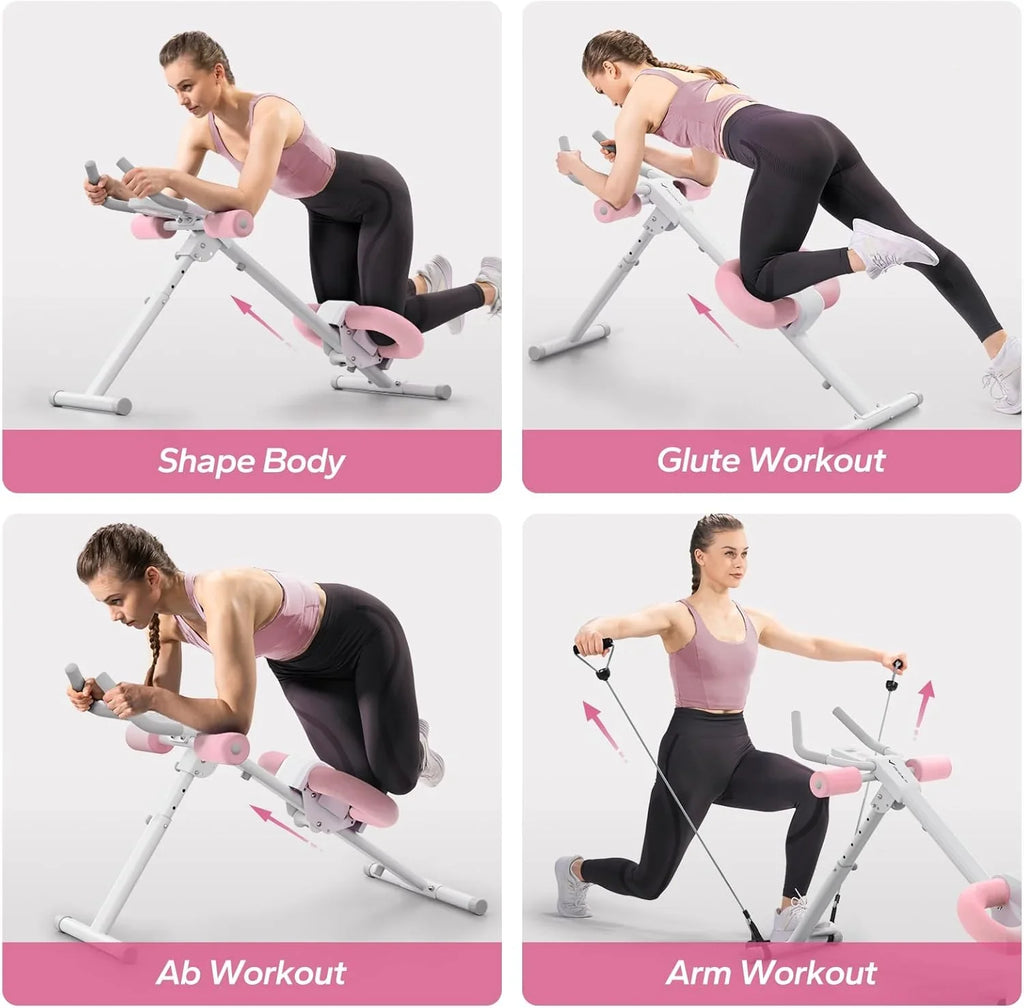 MERACH Adjustable Foldable Ab Trainer With Knee Protection, Pink - MR-2314