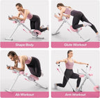 MERACH Adjustable Foldable Ab Trainer With Knee Protection, Pink - MR-2314