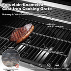 MELLCOM 4 Burner Propane Gas Grill With Cast Iron Grates And Side Stove, 44,000 BTU, Black - BBQ-4+1