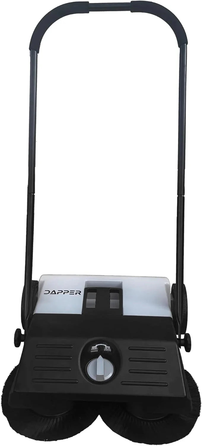 Walk-Behind Hand Push Floor Sweeper, 5.25 Gallon Capacity, 25.5 in Sweeping Width - Grey