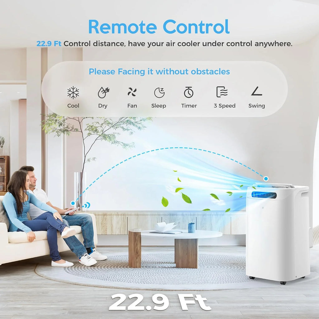HUMHOLD Portable Air Conditioner 14000 BTU, 3-in-1 Cooling, Dehumidifier And Fan, White - HDPAC-10-B1