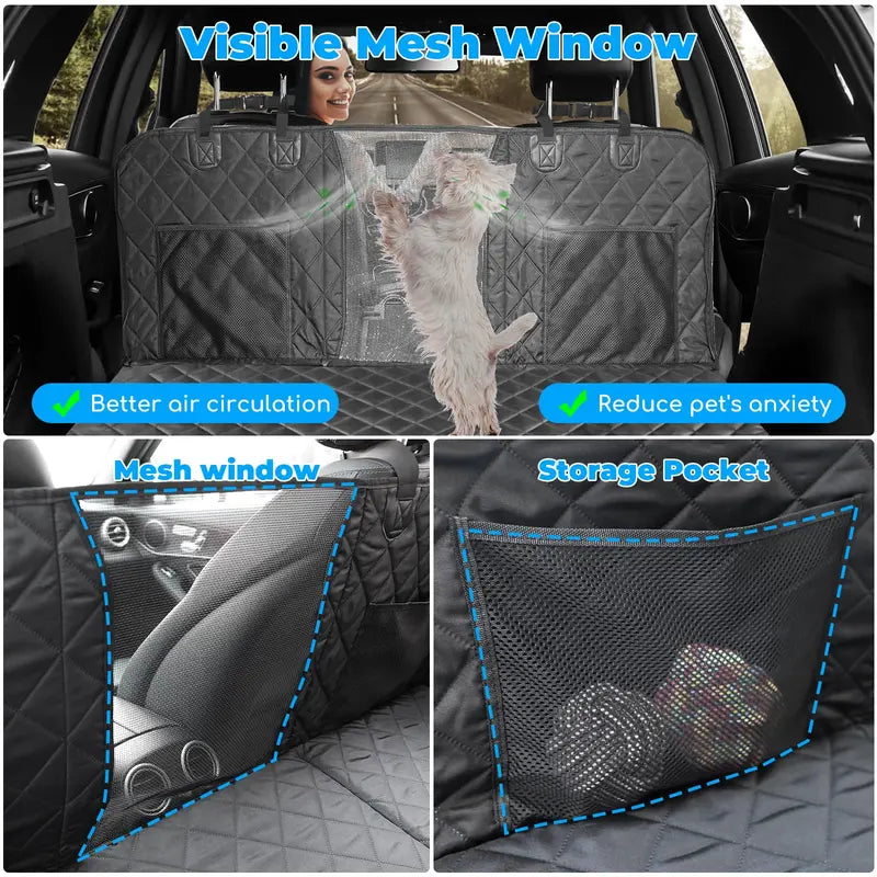 URPOWER Dog Car Seat Cover Extender, Waterproof And Padded With Safety Belt And Mesh Window
