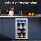 Electactic 3.2 Cu Ft 130 Can Beverage Refrigerator Cooler, Black, 19.29 x 17.32 x 30.79 inches - JC-90