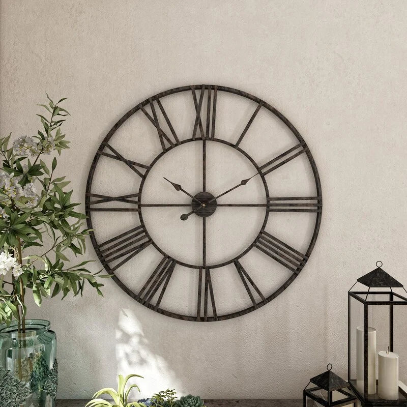 Round Metal Open-Frame Wall Clock