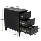 Solid Wood Narrow End Table With 3 Drawers - Fully Assembled