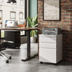 3-Drawer Mobile Steel File Cabinet, Letter/Legal/A4, Black, 17.1in D x 14.6in W x 23.8in H