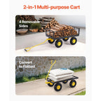 KFFKFF Steel Garden Utility Cart 900 Lbs, 38 x 22 in, 10 in Wheels, Green - V900G