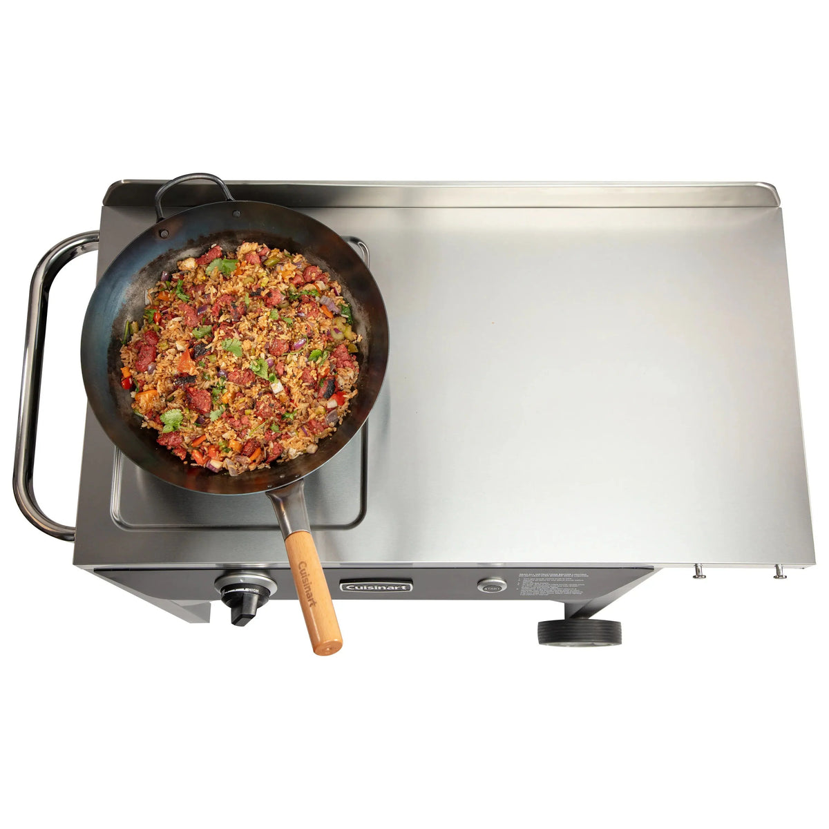 Cuisinart Outdoor Wok Station With Prep Table, 50,000 BTU, 14 inch Carbon Steel Wok - Black