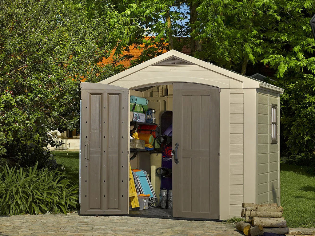 Keter Resin Outdoor Storage Shed, 8 x 11 Foot, 550 Cu. Ft., Taupe