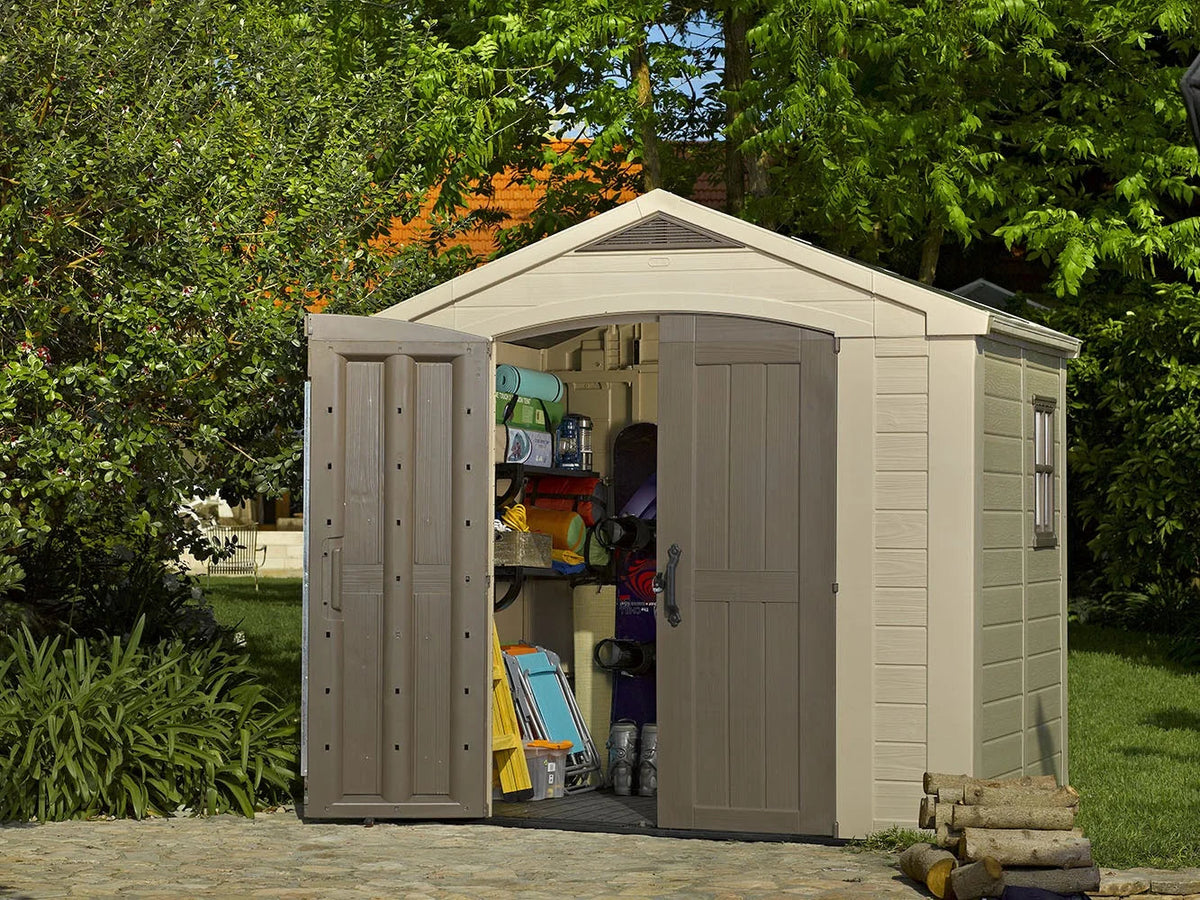 Keter Resin Outdoor Storage Shed, 8 x 11 Foot, 550 Cu. Ft., Taupe
