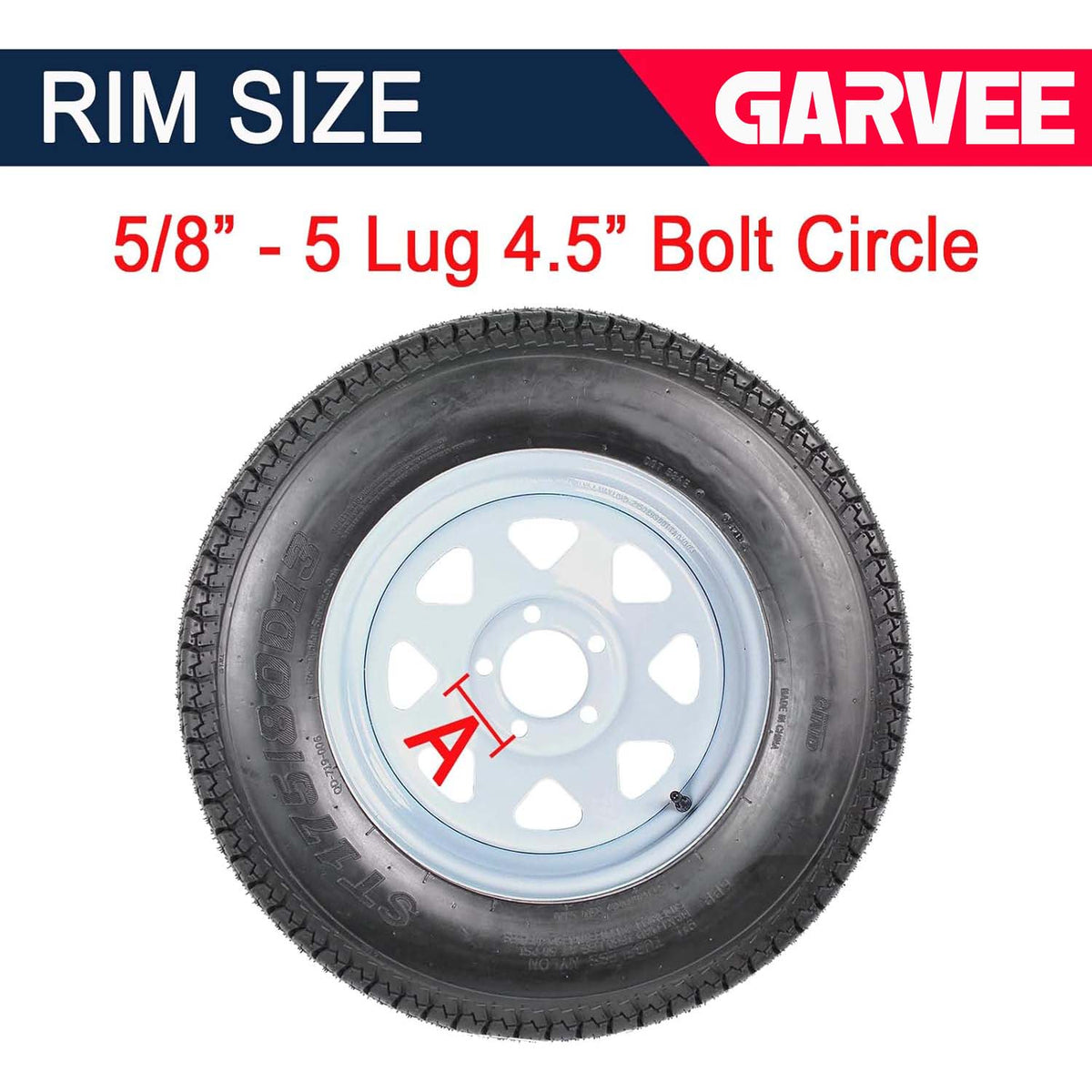 Set Of 2 Trailer Tire And Wheel Assemblies 175-80 5 Lug 6PR White Spoke Load Range C
