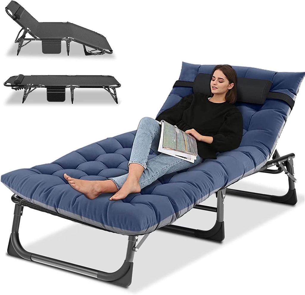 Slsy 5-Position Adjustable Folding Lounge Chair And Cot - 75.2" x 25.6" x 11.8"