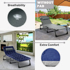 Slsy 5-Position Adjustable Folding Lounge Chair And Cot - 75.2" x 25.6" x 11.8"