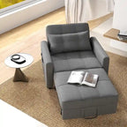 3-in-1 Pull-Out Sofa Bed Sleeper Chair, Adjustable Upholstered Lounge Couch