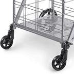 Wellmax Folding Metal Grocery Shopping Cart With Wheels, 31 x 24.5 x 40 Inches - WM99028S