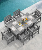SERWALL 7-Piece HDPE Patio Dining Set, Aruba, 66.9in D x 32.2in W x 29.1in H