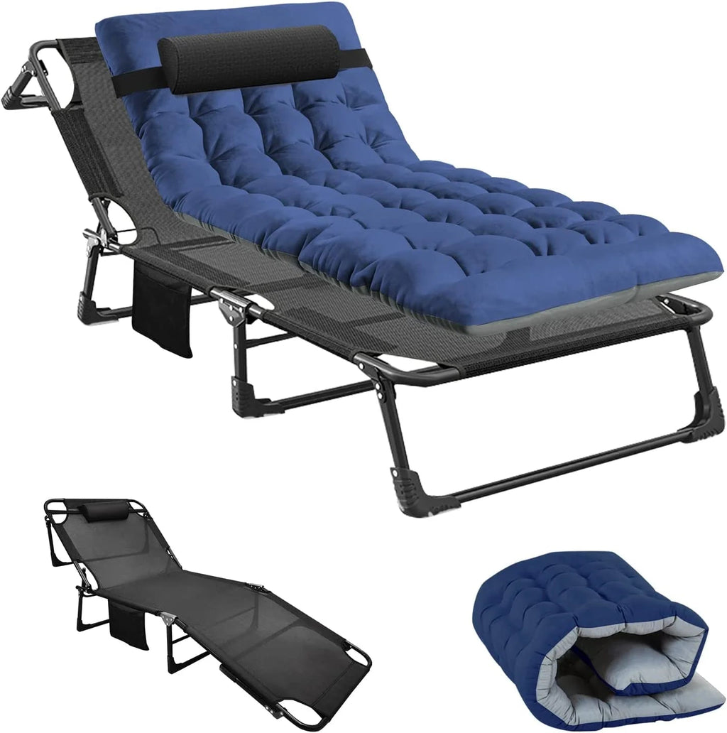 Slsy 5-Position Adjustable Folding Lounge Chair And Cot - 75.2" x 25.6" x 11.8"