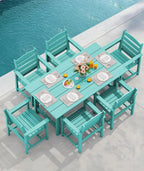 SERWALL 7-Piece HDPE Patio Dining Set, Aruba, 66.9in D x 32.2in W x 29.1in H