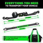 Rhino USA Car Tie-Down Straps With J Hooks, 4-Pack, 2 Inch x 8 Feet, Black - HDKIT-P 2IN-HDKIT