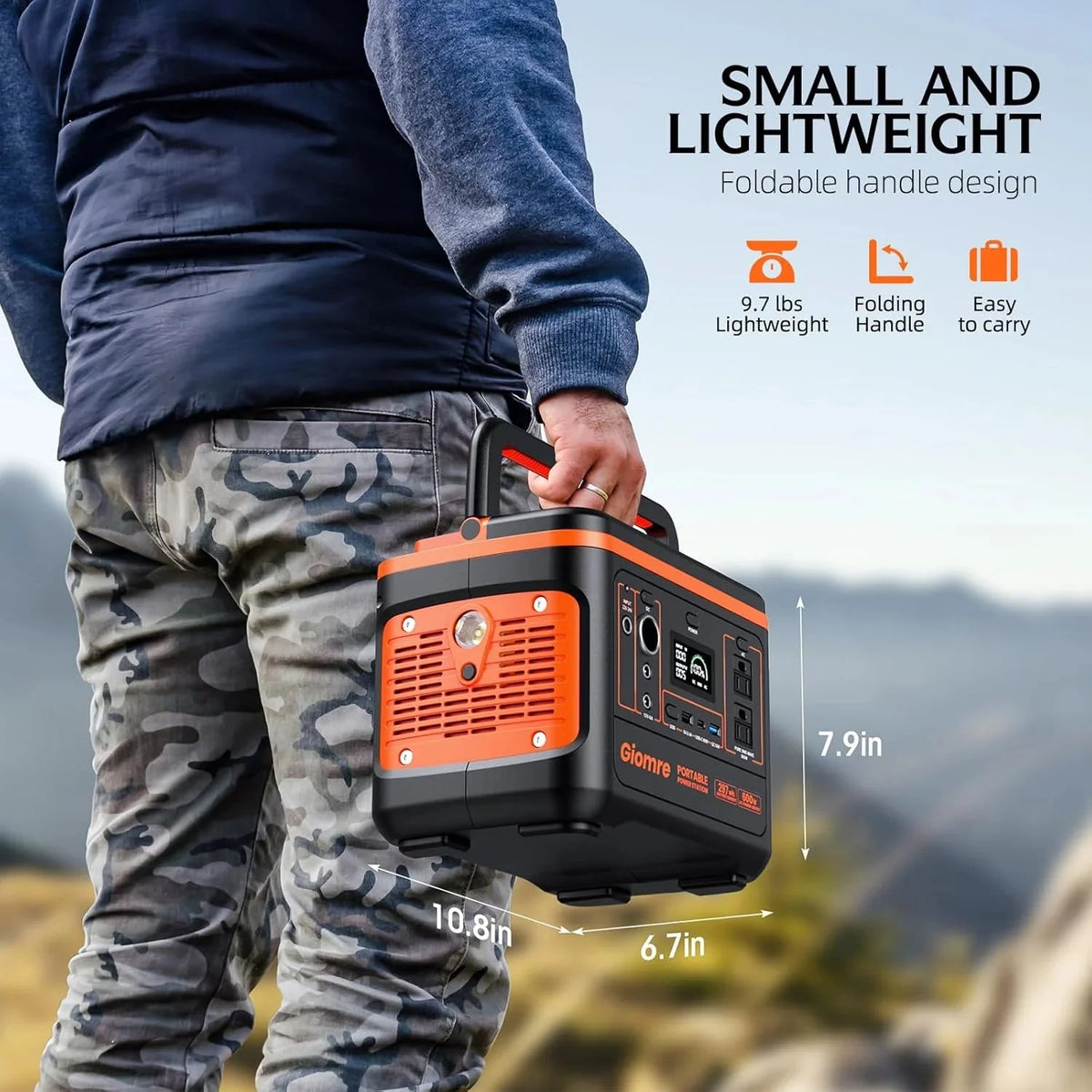 Giomre Portable Power Station 297Wh, 600W AC Output, 100W Fast Charging - M6