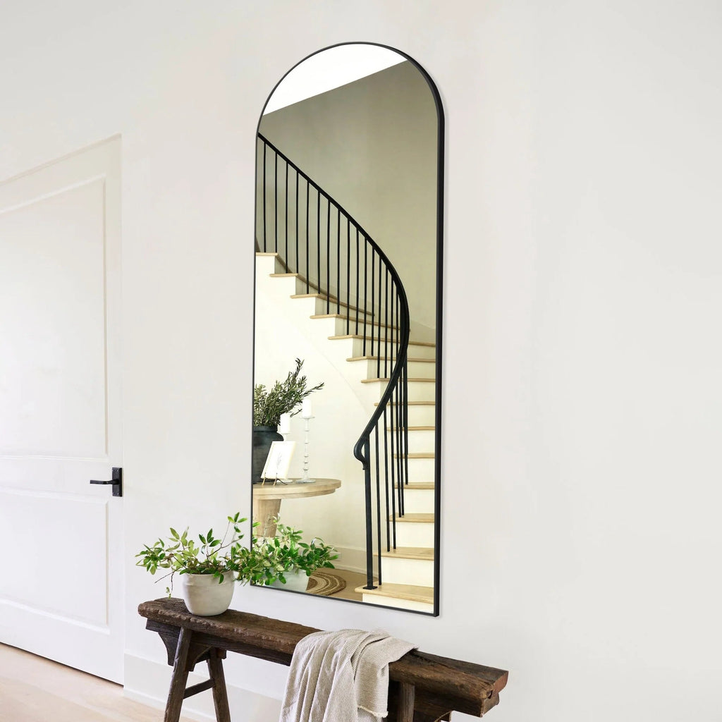 Full-Length Floor Mirror 64x21, Aluminum Alloy Frame With Stand And Wall Mount Option