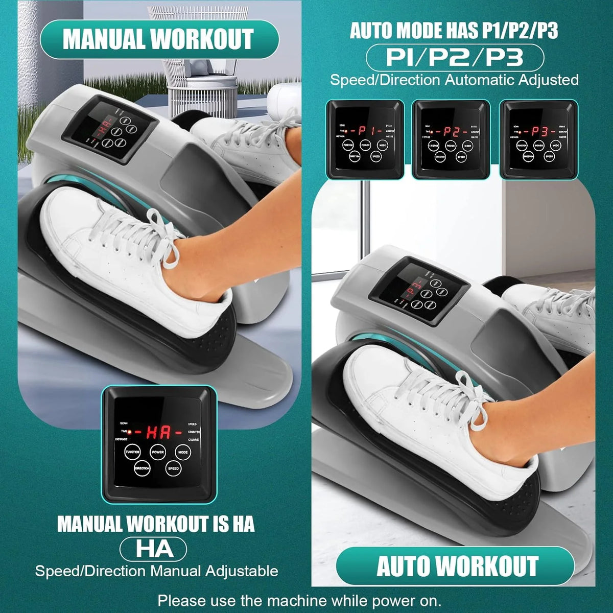 ANCHEER Under Desk Elliptical Seated Foot Pedal Exerciser, Sky Blue, 18in D x 16in W x 10in H - AR-65