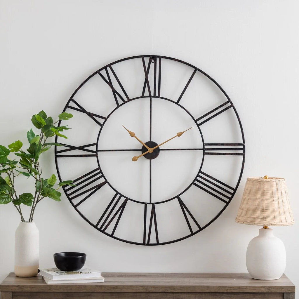 Round Metal Open-Frame Wall Clock
