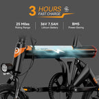 Jasion 14 Inch Folding Electric Bike, 21 Mph, 500W Peak Motor, 270Wh Battery - EB3