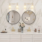 Round Metal Black Frame Bathroom Vanity Mirror - Wall Mounted